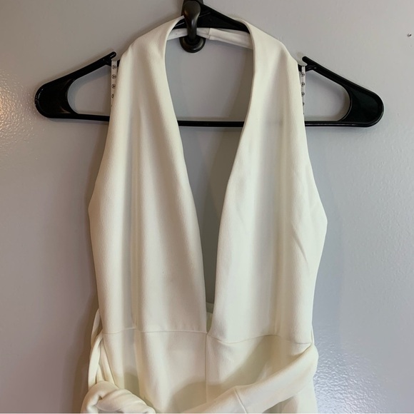 NWT Missguided White Plunge Neck Belted Midi Size 2 - Picture 6 of 13